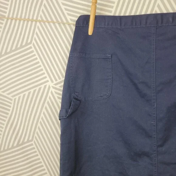 Dickies Chino Long Carpenter Skirt Size 21 16 XL Navy Blue Slit Modest Uniform - Picture 6 of 8